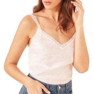 NEW Reformation Emmie Lace Trim Linen Camisole Tank Top